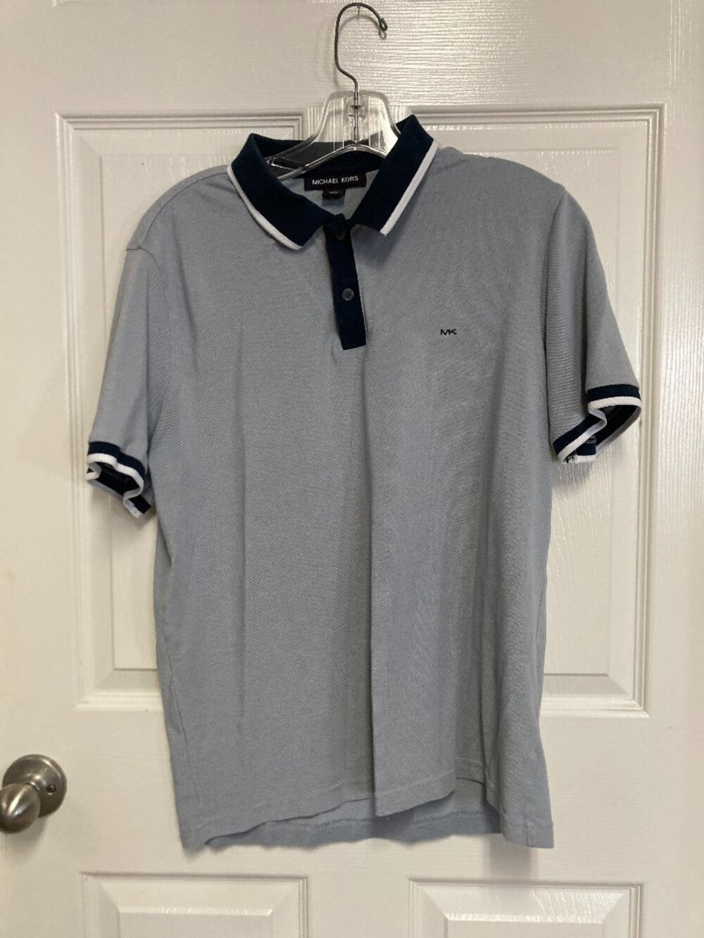 Michael Kors Polo shirt grey/blue/white size large Men's